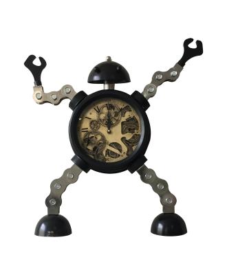 China Unique Factory Antique Hot Sale Style Clock Design Robot with Gear Fancy TOOTH Moving Clocks for Home Decor for sale