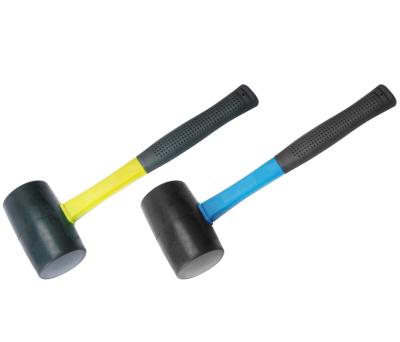 China Rubber Hammer With Fiberglass Handle, Rubber Mallet Hammer Soft-Face with Bounce Resistant Head Striking Tool for sale