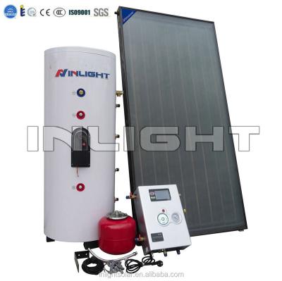 China Color Steel Tank And Aluminum Bracket Split Household Hot Water Heating System With Flat Solar Panels for sale