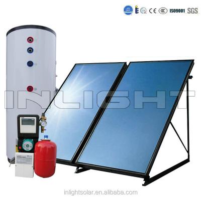 China Color Steel Tank And Aluminum Bracket Europe Keymark Solar Standard Split Flat Plate Solar Heating System for sale