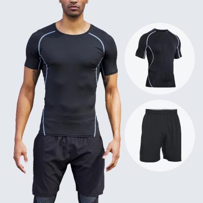 China Wholesale Running Sportswear Men's Short Sleeve Workout Shorts Suit Workout Clothes Suit Shorts Breathable Casual Tights Quick-Drying Workout Shorts for sale