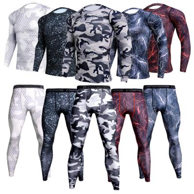 China New Men's Running T-shirt Camouflage T-shirt New Print Slim Fit Skinny Gym Custom Long Sleeve Breathable Running Suit Exercise T-shirt for sale