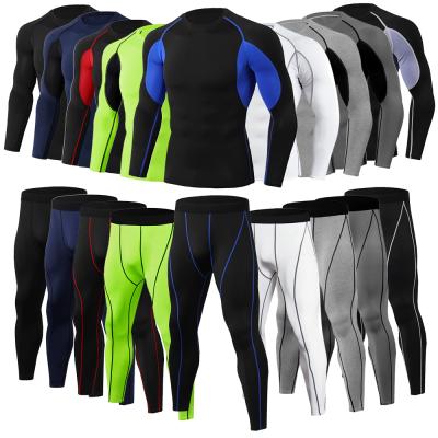 China Breathable Quick Dry Training Sportswear Set Breathable Tights Running 2 Pcs / Set Men's Sportswear Fitness Compression Men's Sportswear for sale