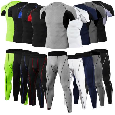 China Breathable Men's Tight Fitness Clothing Sports Training Stretch Short Gear Suit Short Sleeve Clothes Running Dry Sportswear for sale