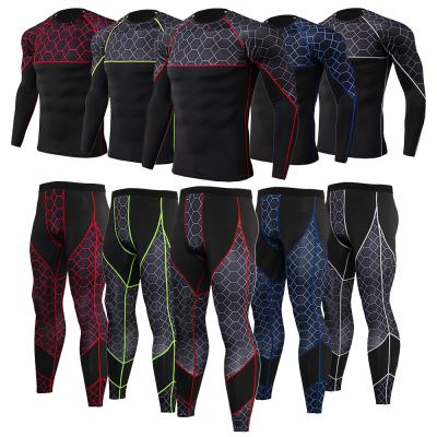 China Breathable Men's Running Suit 2 Pieces/Men's Sportswear Compression Sports Suit Clothes Set Running Sportswear Jogging Sportswear Shaping T for sale