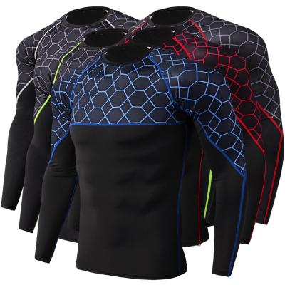 China Breathable Compression T-shirt Long Sleeve Shirt Men's Tight Sports Tights Fitness Gym Training Shirt for sale