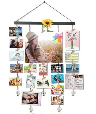 China Casual Bulletin Board Frame Collage Picture Display Organizer with 30 Wooden Clips for Wall Decor for sale