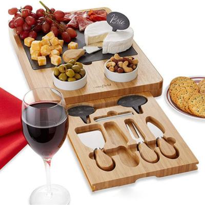 China 2022 Natural Multifunctional Slate Wooden Board Creative Hot Selling Black Viable Cheese Stone Cheese Knife Accessories for sale