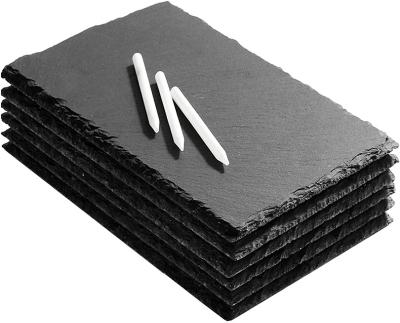 China Sustainable Natural Rectangular Slate Product Inventory 30*20cm Household Restaurant Sushi Black Single Slate for sale