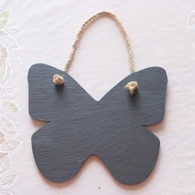 China High Quality Sustainable Creative Precious Natural Black Slate Rock Hanging Decoration Supply Butterfly Pendant for sale