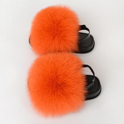 China Wholesale Factory Logo Summer Fox Ladies Fox Fox Fur Custom Made Breathable Soft Fox Fur Slides for sale