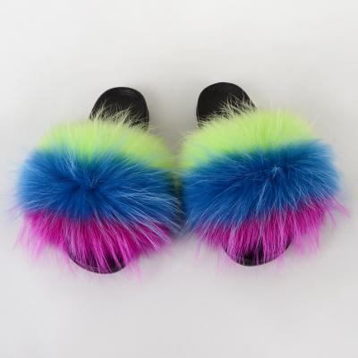 China Wholesale Anti-skid Women Slippers Slips Summer Fashion Anti-skid PVC OPP Bag Flip Flops Real Fox Fur Customized Designs 1pcs SRF-001 for sale