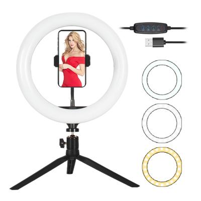 China Emission LED Ring Right With Tripod Stand Selfie Live Stream Equipment Desktop Live Makeup Videos and Photos 26CM for sale