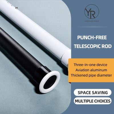 China 3.75-4.19m DIY Bedroom Furniture Window Curtain Rod Easy Rustproof Wholesale Punch Free Telescopic Rod for sale