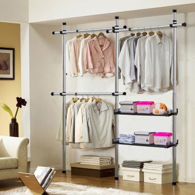 China Portable Wardrobe Organizer (Waist) in Adjustable Modern Bedroom Assembly Rod Tension Curtain Wardrobe Without Adjustable Carbon Steel Punch for sale