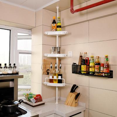 China Modern Storage Bathroom Organizer Shelf No Bathroom Kitchen Organizer Shelf With Towel Telescopic Drilling Bar for sale