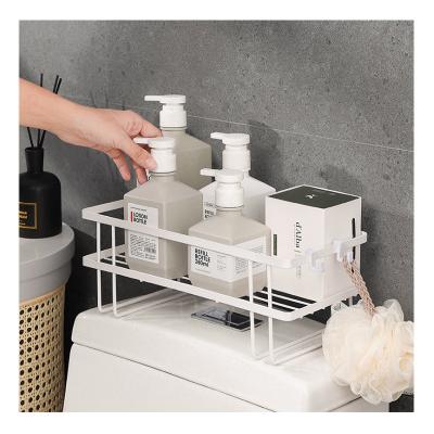 China Standing Type Bathroom Toilet Racks Household Bathroom Storage Toilet Free Punch Wall Mounted Rack for sale