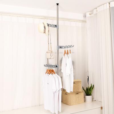 China Modern Coat Rack Bedroom Living Room Floor No Punch Hanger Stainless Steel Telescopic Rod Easy To Disassemble Fantastic Storage With Wi for sale