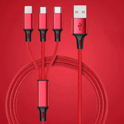 China MP3 / MP4 Player 1.2 Meters 3 In 1 USB Nylon Charging Cable Type C Cable Fast Charging Mic / For Type C / For iPhone for sale