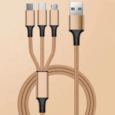 China MP3 / MP4 Player 1.2 Meters 3 In 1 USB Nylon Cable Fast Charger For Micro / For Type C / For iPhone for sale