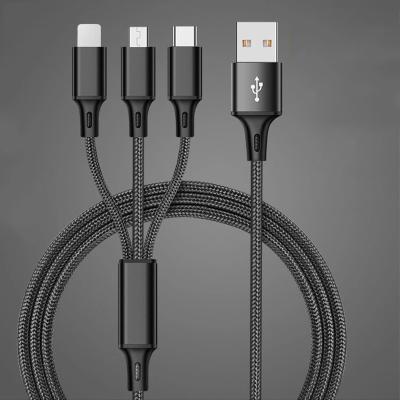 China Customized MP3/MP4 Player Support 1.2 Meters 3 In 1 USB Charger Nylon Cable Fast Charging Mic / For Type C / For iPhone for sale