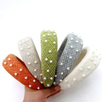 China Sporty hand sewn designer custom pearl headbands for women from china luxury bling headband for sale