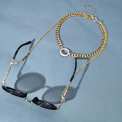 China Fashion RTS Gold Plated Restrictor Chain 2 In 1 Buckle Korean Acrylic Face Sun Glass Chain Hip Hop Masking Chain for sale