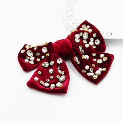 China European and American style glitter red luxury girl hair claw clips for women thin hair cut women bling party accessories for sale