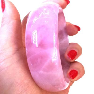 China CLASSIC 55-60mm inside diameter natural rose quartz fashion gemstone bracelets for women solid stone bracelet for sale