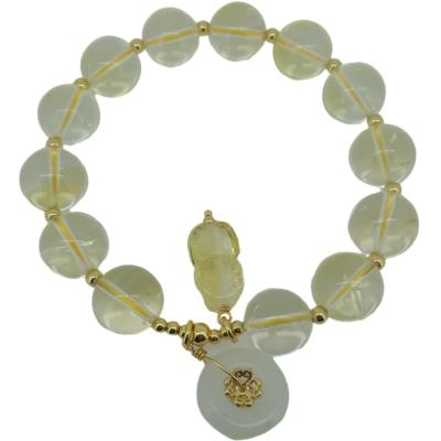 China CLASSIC natural genuine citrine bracelet yellow round beads for sale