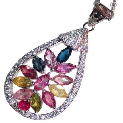 China Watermelon Religious Tourmaline 925 Silver Pendant for sale