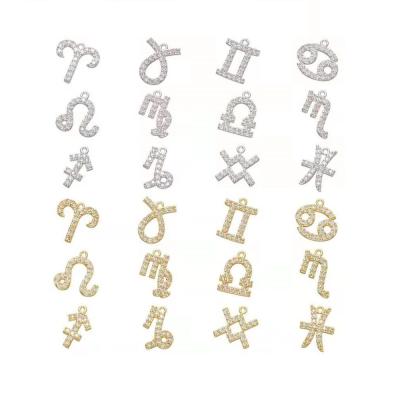 China CLASSIC 12 Zodiac Constellations Sign 14mm Large Size Charms Pendants For DIY Custom Jewelry Findings Charm Necklace Bracelet CZ for sale