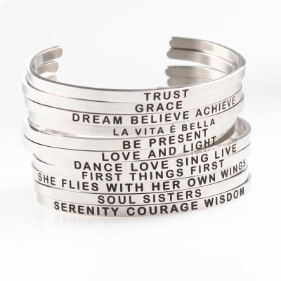 China TRENDY Inspired Bracelets For Women/Men's Personalized Stainless Steel Gift Engraved Cuff Bracelet Birthday Jewelry Casting Cuff Bracelet for sale