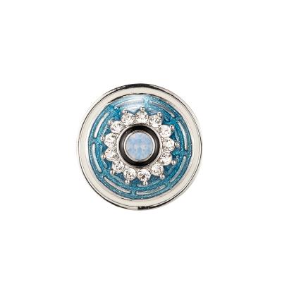 China High Quality Viable Blue Enamel Metal Copper Sew On Jacket Coat Button Crystal Diamond Round Shape Buttons For Clothes for sale