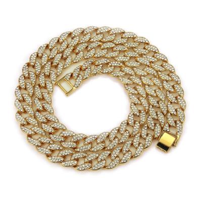 China Hiphop HipHop Iced Out Cuban Necklace Cheap Alloy Chain Miami Jewelry Necklace Chain Bracelet For Women Men for sale