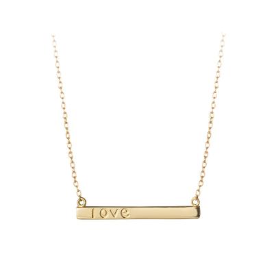 China Fashion CLASSIC Jewelry Simple Minimalist Rectangle Bar Shape Custom Personalize Letter Love Charm Pendant Necklace For Women Girls for sale