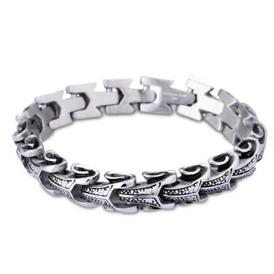 China Retro FASHION Tribal Pattern Men's Tattoo Retro Fancy Style Steel Bones Restriction Chain Bracelet for sale