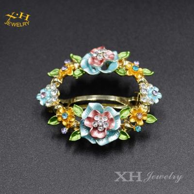 China Korean Style Flower Hair Clip Zinc Alloy Flower Shape Multi Colors Enamel Crystal Hair Accessory for sale