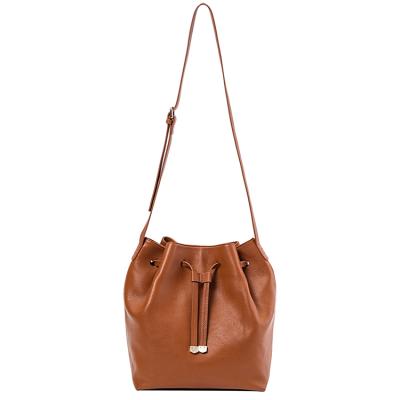 China Stylish Women's Casual Handbags Fashion Top Quality Grain Leather Bucket Bags for sale