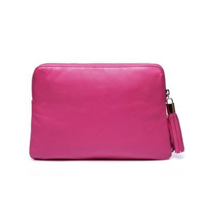 China 2022 GENUINE LEATHER Clutch Bag Classic Party Wedding Rose Pink Genuine Leather Ladies Evening Clutch Bag Factory Manufacturer With Tassel for sale