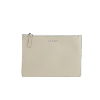 China Multifunctional Luxury Fashion Design Logo Beige Silver Foil Custom Genuine Leather Clutch Purse Bag For Famous Brand for sale