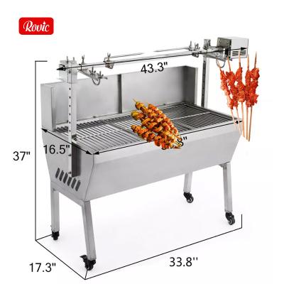 China Easily Assembled Stainless Steel Smoker Turkey Pork Roaster Leakage Charcoal BBQ Machine with Motor Electric Automatic Rotisserie BBQ Grills for sale