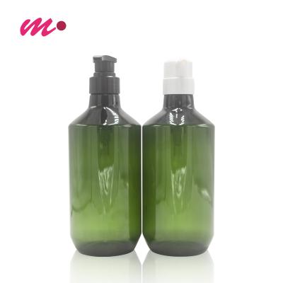 China 800ml PET olive green bottle Round Empty Squeeze Plastic hand sanitizer bottle for sale