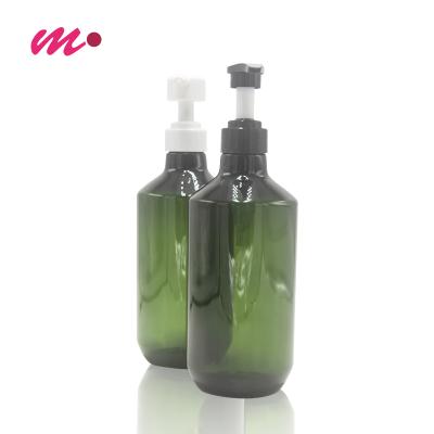 China Empty Olive Green Round Cleaning Plastic Packaging Hand Soap Foaming Pump Bottle With Pump for sale