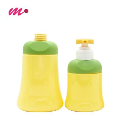 China High Quality Children Body Wash Shampoo Hair Conditioner Body Washing Yellow Pump Plastic Lotion Pump Bottle Set for sale