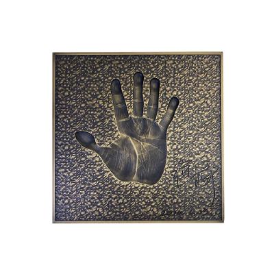 China Europe factory price direct sales hand Fingerprint Plaque Engraved model in brass or bronze to commemorate the championship for sale