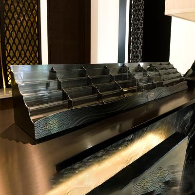 China hotel reception high end stainless steel paint/plate wayfinding multi-cell business card table shelf signage BI-01-004 for sale