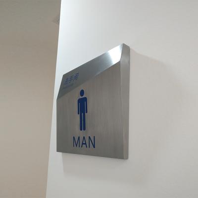 China Simple Men Women Toilet Sign Stainless Steel Sign Bathroom Personality WC Plate Custom for sale