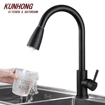 China Torneira Cozinha Grifo Cocina Modern Contemporary Black Stainless Steel Pull Out Kitchen Faucet With Sprayer for sale