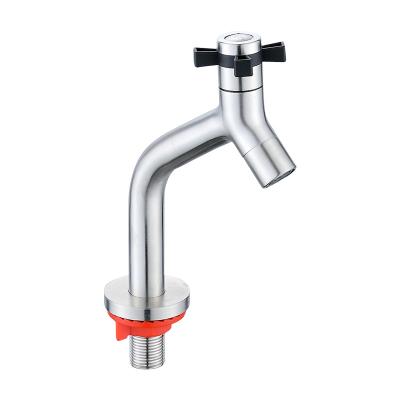 China Industrial Design Single Hole Bathroom Basin Modern Stainless Steel Single Basin Faucet Cold Water Faucet for sale